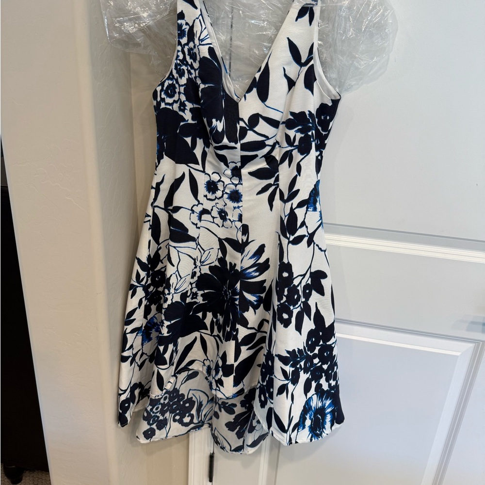 Eliza J Black and Blue Floral Dress